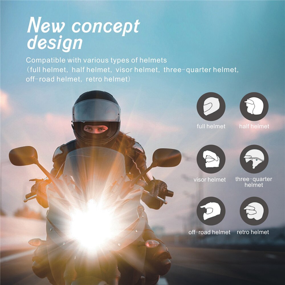 Kebidu – oreillette Bluetooth pour moto, appareil de communication pour 6 motocyclistes, Intercom pour casque, kit mains-libres, portée 1200M, Intercom hg01