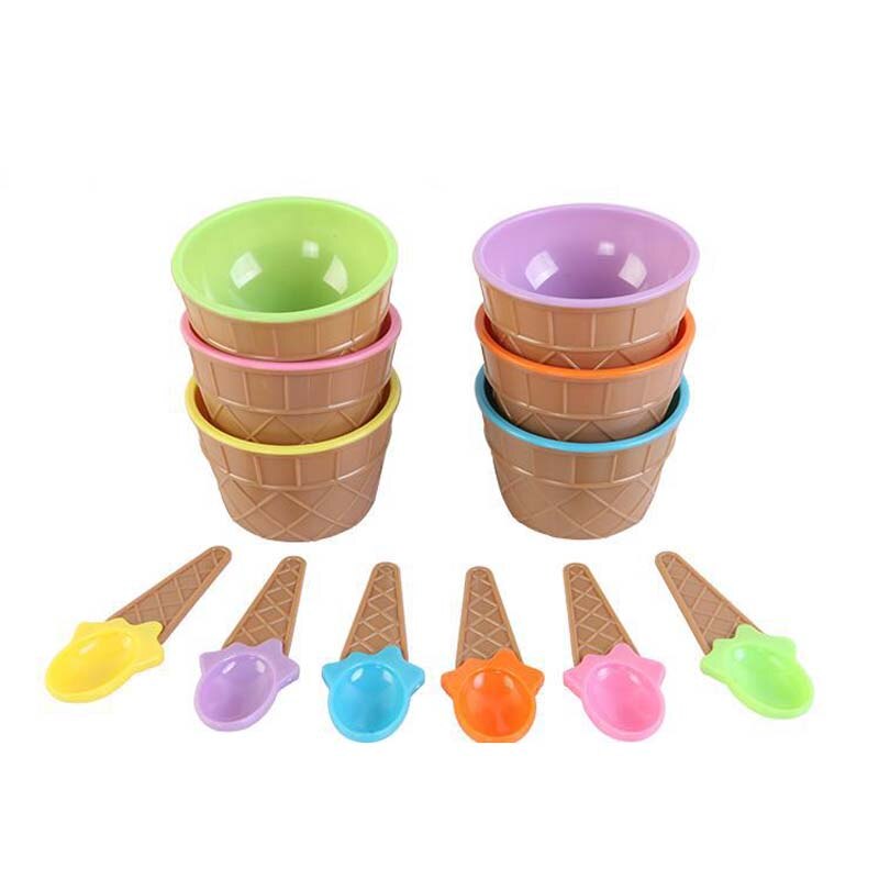 Baby Kids Ice Cream Cup Spoon Set Durable ICE Cream Cup KIds Couples Tubs Lovely Dessert Cup