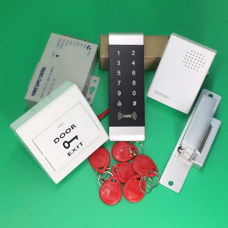 Full kit 125KHz RFID Touch &amp; Password Keypad Access Control System Security+NC Electric Strike Lock+Password