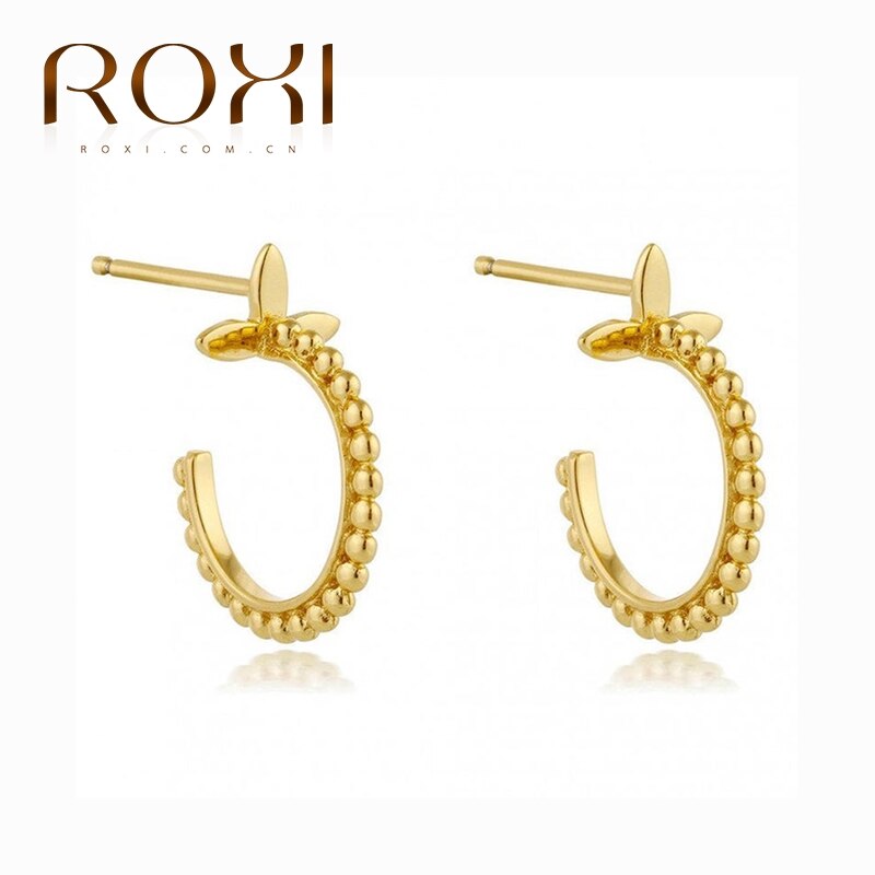 ROXI Silver 925, joyería con incrustaciones, aretes en forma de C para mujer, colgante frontal Simple en forma de C, pendiente, Pendientes Brincos