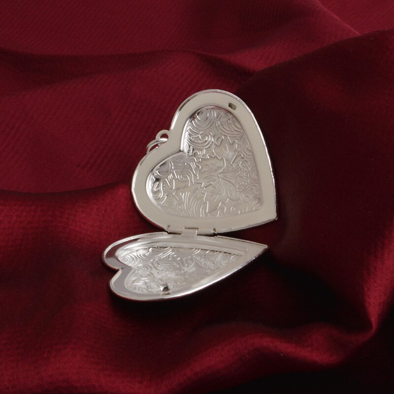 925 Sterling Silver Necklace Heart Frame Pendant Necklace Can Be Loaded With Photo DIY Jewelry