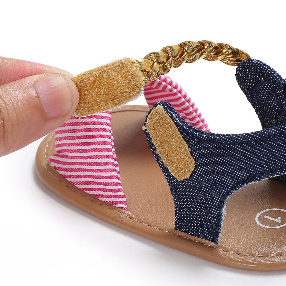 Peuter Meisje Baby Baby Boog-Knoop Sandalen Zomer Canvas Mocassin Schoenen Prewalker Gevlochten Schoenveter Denim Schoenen