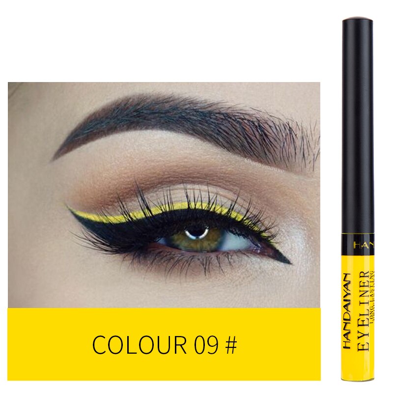 Bunte Neon- Grün Weiß matt Flüssigen Eyeliner Bleistift Wasserdicht machen-hoch Flüssigkeit Auge Liner Blau Gelb Augen Kosmetik Stift TSLM1: 09