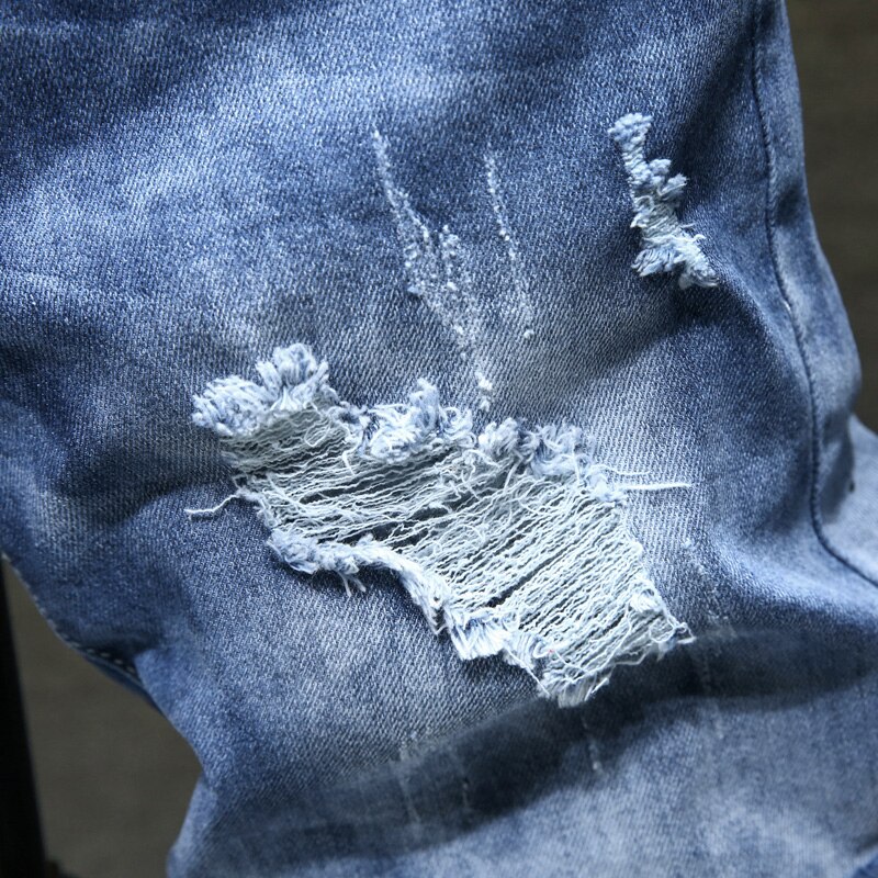 Slitna shorts jeans 2022 sommar casual korta byxor trend stretch slitna byxor manlig bermuda jeansshorts herr