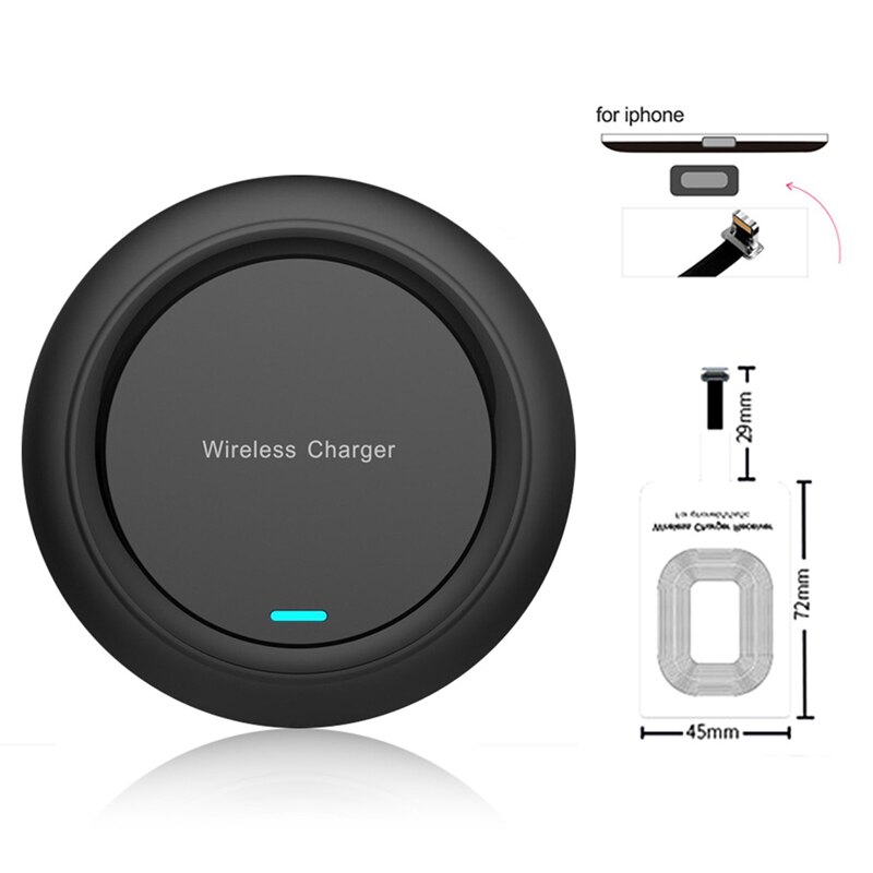 Qi Wireless Charger Pad & Receiver 10W Fast Charging For Samsung S20 S10 iPhone 11 Pro Xs Max X 8 Plus Wireless Quick Charge Set: Black For iphone 5 6