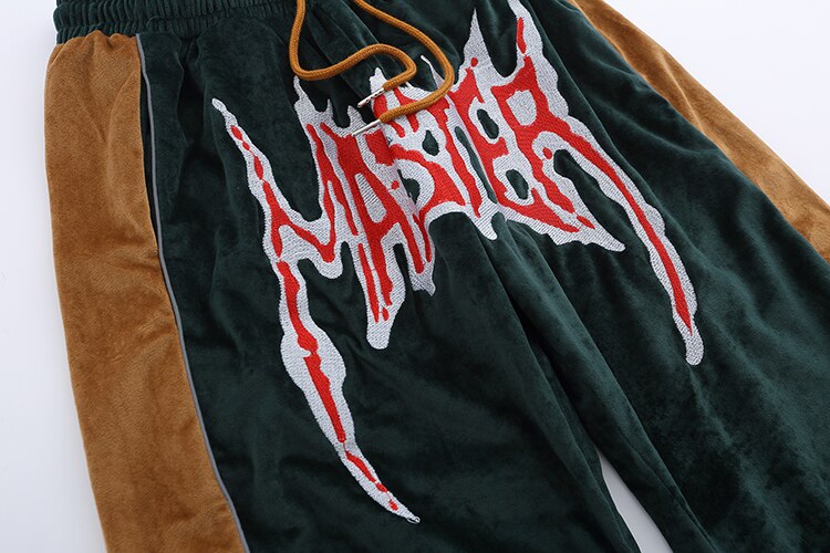 Hip Hop Color Patchwork Embroidered Letter Vibe Sweatpants Pants Mens Retro Pants Straight Oversize Trousers Mens Joggers Pants