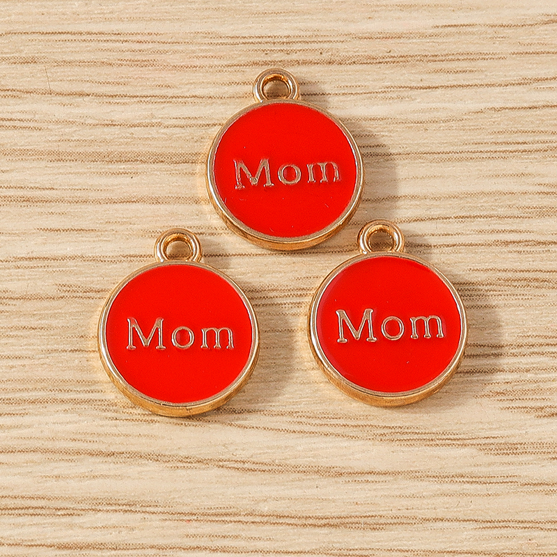 10 Uds. De colgantes con letras esmaltadas de colores para mamá, 11x14mm, para hacer joyas, pendientes, collares, pulseras, suministros para manualidades DIY: Marrón