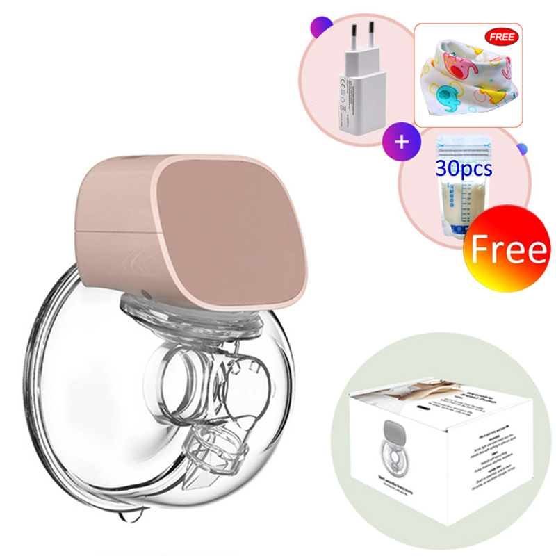 Bærbare elektriske brystpumper usb opladelig lydløs bærbar håndfri bærbar mælkesuger automatisk malker bpa gratis: Lyserød