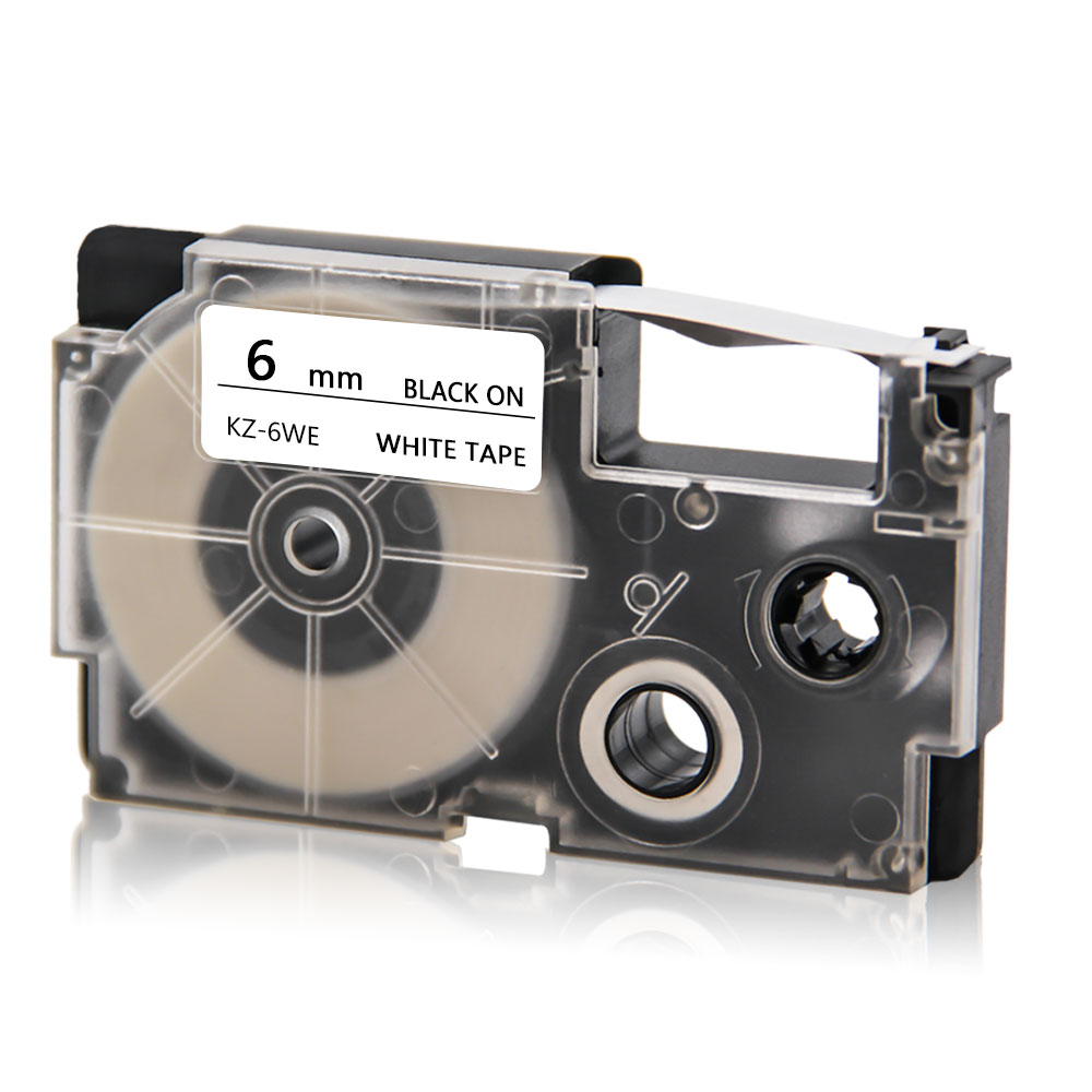 Absonic Compatible for Casio XR-6YW Labels Tape EZ-Label Printer for KL-60 KL-120 KL-820 KL-60SR KL-70e KL-100e KL-100 KL-200: Black on White