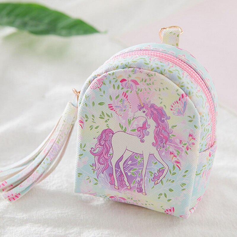 Multi Purpose Womens Glitter unicorn Small Mini Wallet Card Holder Coin Purse Unicorn Handbag zipper Waterproof Key Hanging: 8