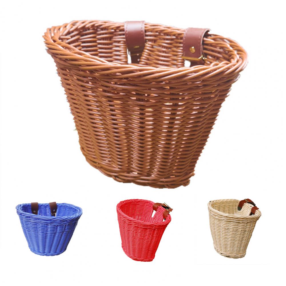 Kids Front Stuur Rotan Handwoven Fiets Mand Kinderen Geweven Fiets Mand Voor Jongens En Meisjes Fietsen Rieten Mand