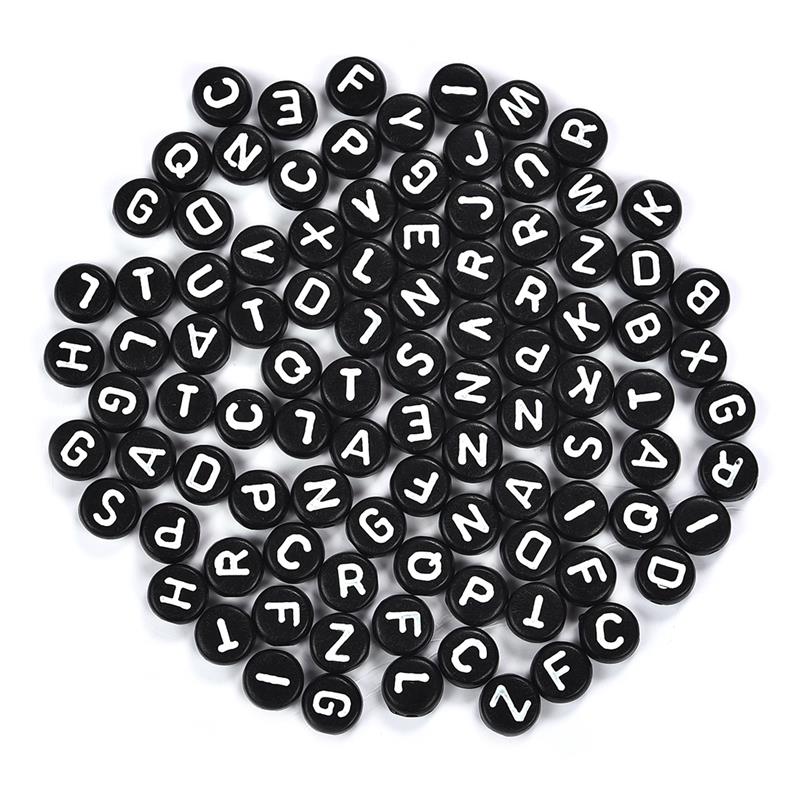 100pc Mixed English Letter Acrylic Beads Flat Heart Alphabet Number Beads For Charms Bracelet Necklace For Jewelry Making DI: 15