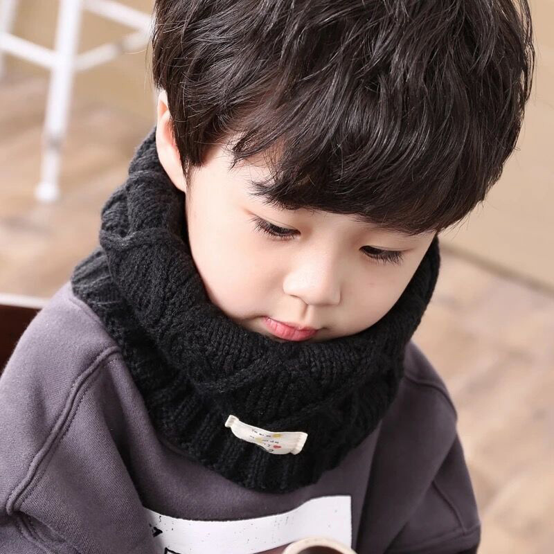 Autumn Winter Cute Kids Scarf Girls Boys Knitted Wool Scarves Children Solid Color Warm O Ring Scarf Outdoor Crochet Neck Warmer
