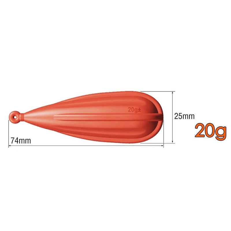Bouchon de pratique de pêche, en caoutchouc, adapté aux enfants, 6 tailles: ORANGE20G