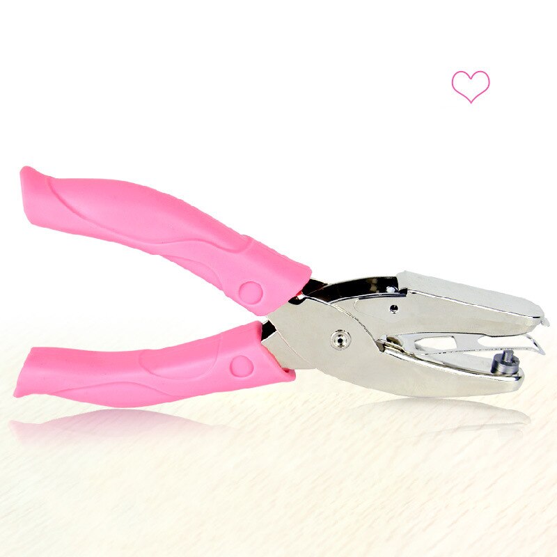Hand Held Roze Metalen Papier Perforator Hart Cirkel Vorm Enkel Gat Voor Plakboek Notebook Wenskaarten Puncher Hand Tool: Heart