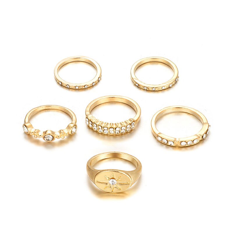 Conjuntos de anillos para dedos de mujer, gota de agua de cristal dulce, conjuntos de anillos bohemios para mujer, de joyas de