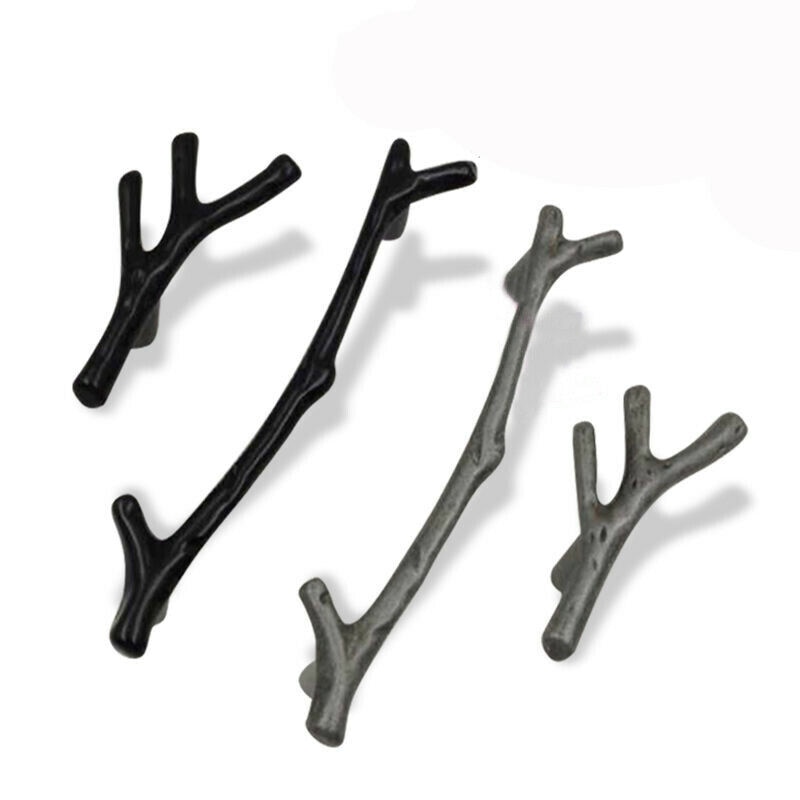 Manija de muebles de rama de árbol de 96mm 128mm negro plata bronce gabinete de cocina manijas tiradores cajón tirador de puerta herrajes