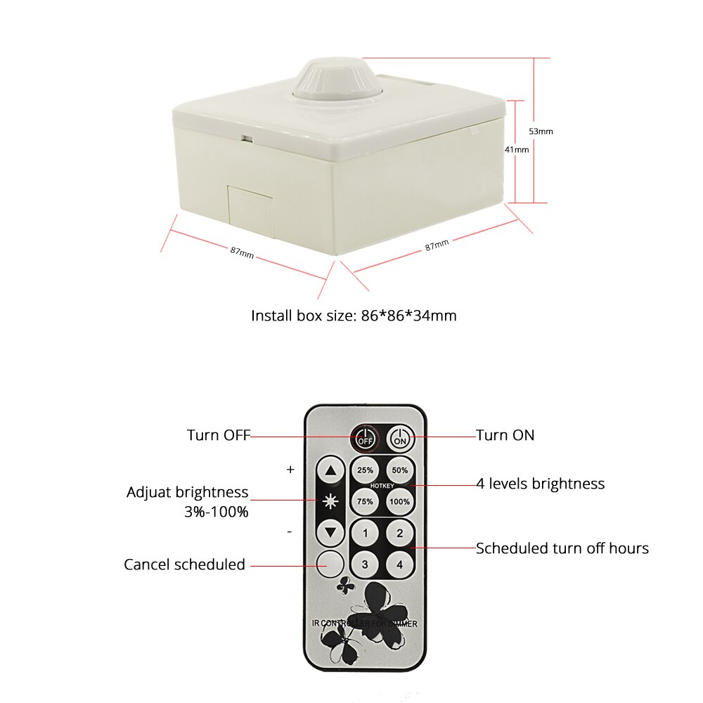 IR Fernbedienung Dimmer Regler für Stelle LED-leuchten Schalter Dimmbare Einstellbare Helligkeit Downlight scheinwerfer Birne Lampen Modul