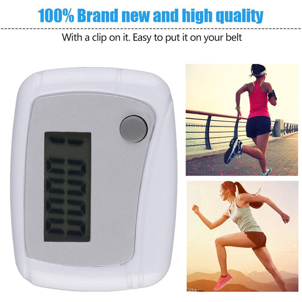 Portable Mini Digital LCD Running Step Pedometer Walking Distance Counter White color