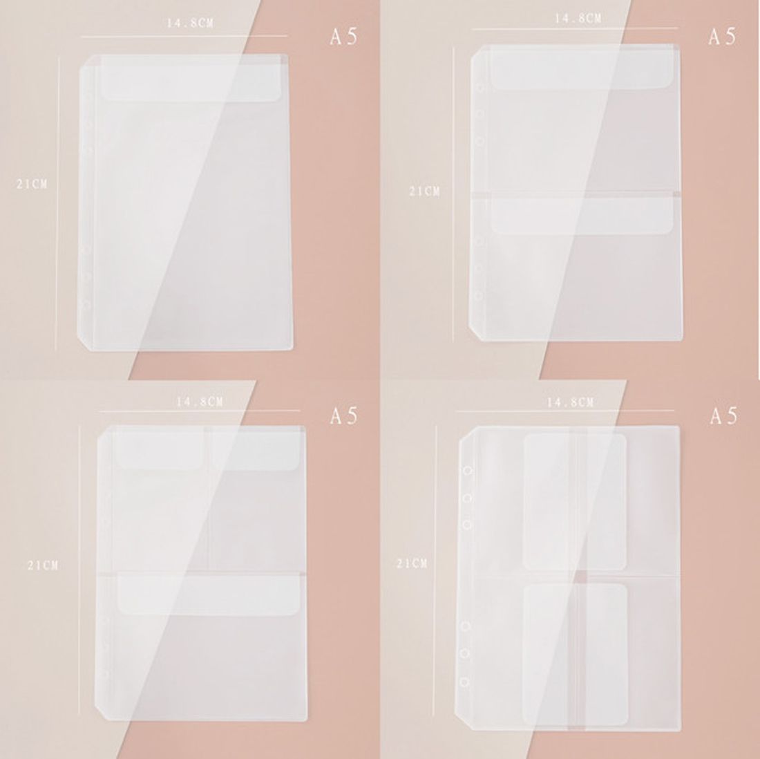 A5 A6 Pvc Notebook Pouch Tassen 6 Gaten Losse Blad Binnenzak Voor Bindmiddel Planner Dagboek Ticket Opslag Card Organizer