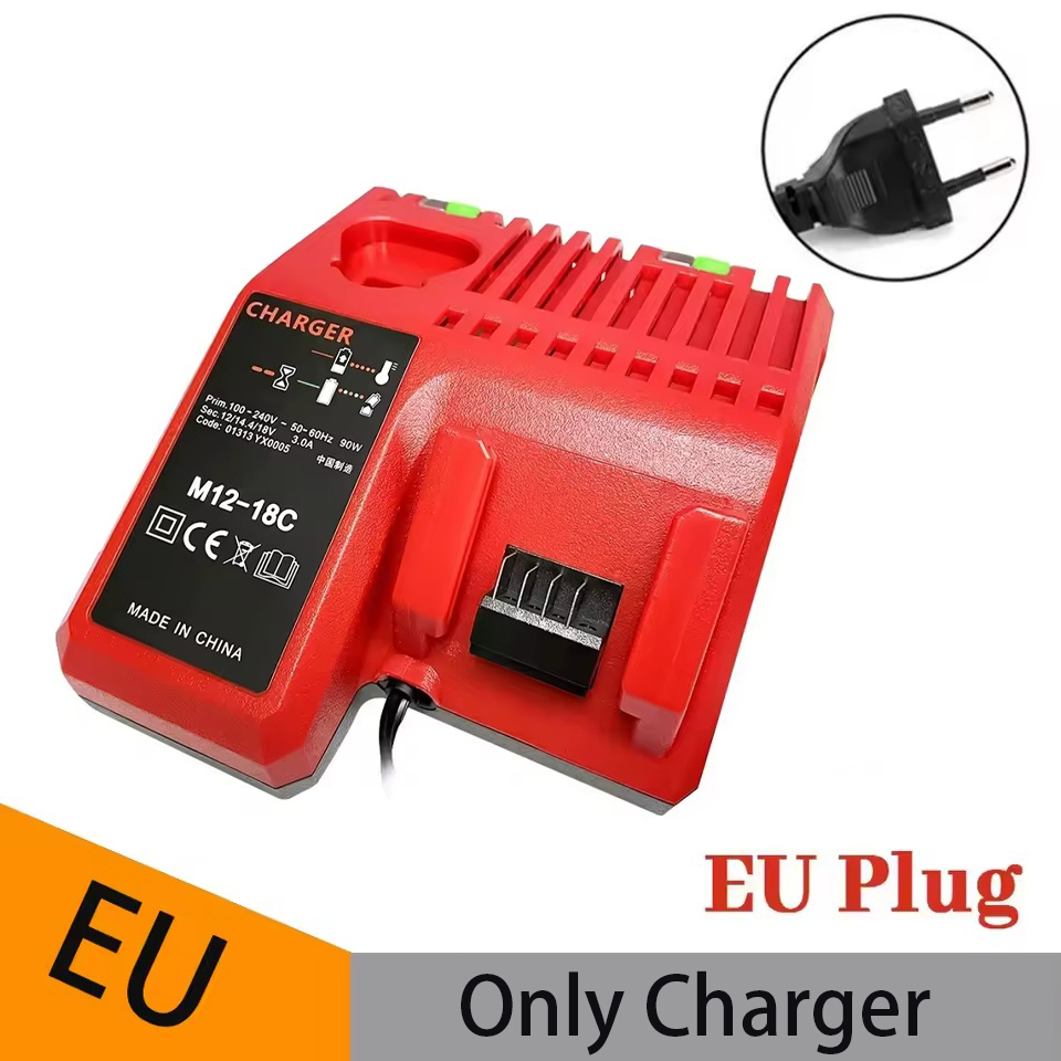 N12 N14 N18 Li-ion Battery Charger for Milwaukee 12 V 14.4V 18V C1418C 48-11-1815/1828/1840 Series Power Tool Charger EU/US Plug: GRAY