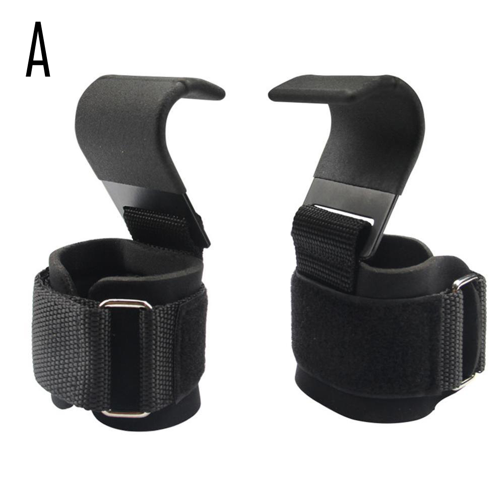 Ganchos de agarre para levantamiento de pesas, barra de mano, correas de muñeca de Fitness, agarres de levantamiento de potencia de alta resistencia, gancho de entrenamiento acolchado: 1 pair A