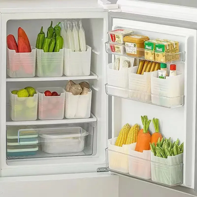 Caja de almacenamiento para refrigerador, organizador de alimentos frescos, almacenamiento en frío, verduras, frutas, especias, contenedor de alimentos, cajas de cocina para el hogar