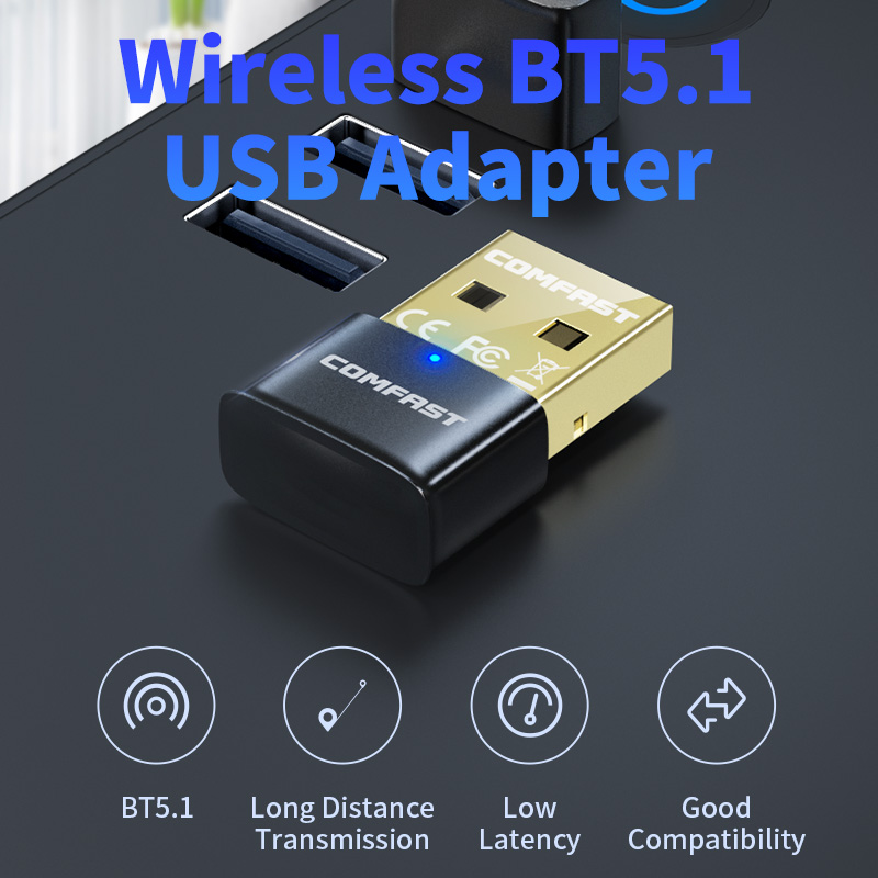 COMFAST USB Bluetooth5.1 adattatore nero Mini ricevitore Wireless Dongle per PC BT altoparlante Mouse tastiera trasmettitore Audio musicale
