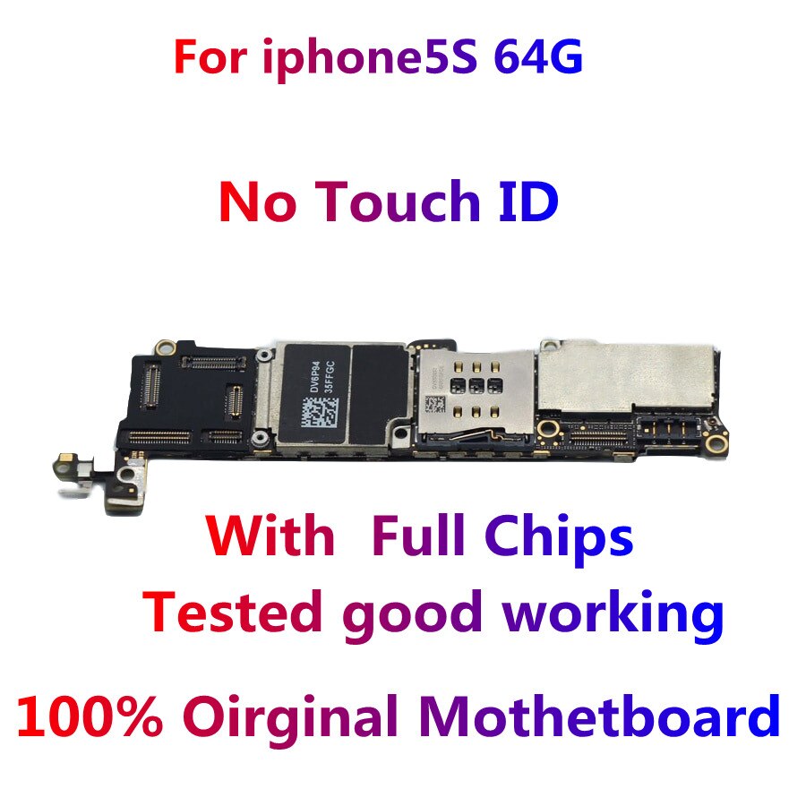 Originele Voor Iphone 5S Moederbord Met Touch Id/Zonder Vingerafdruk, originele Voor Iphone 5 4s Logic Board Assuranc: 64GB No Touch ID