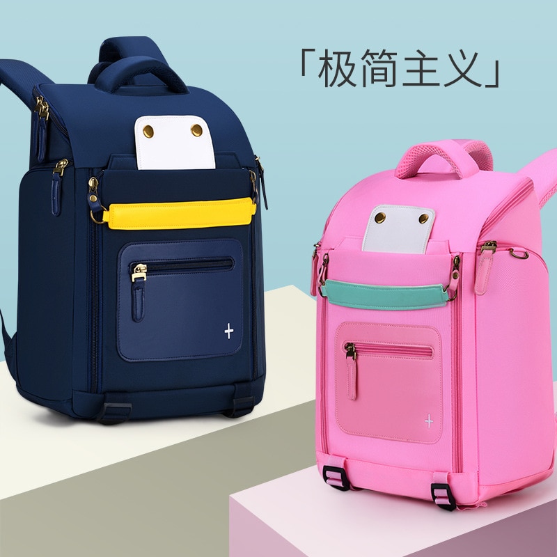 Mochila escolar ortopédica para meninos e meninas, bolsa à prova d'água para escola, zíper infantil