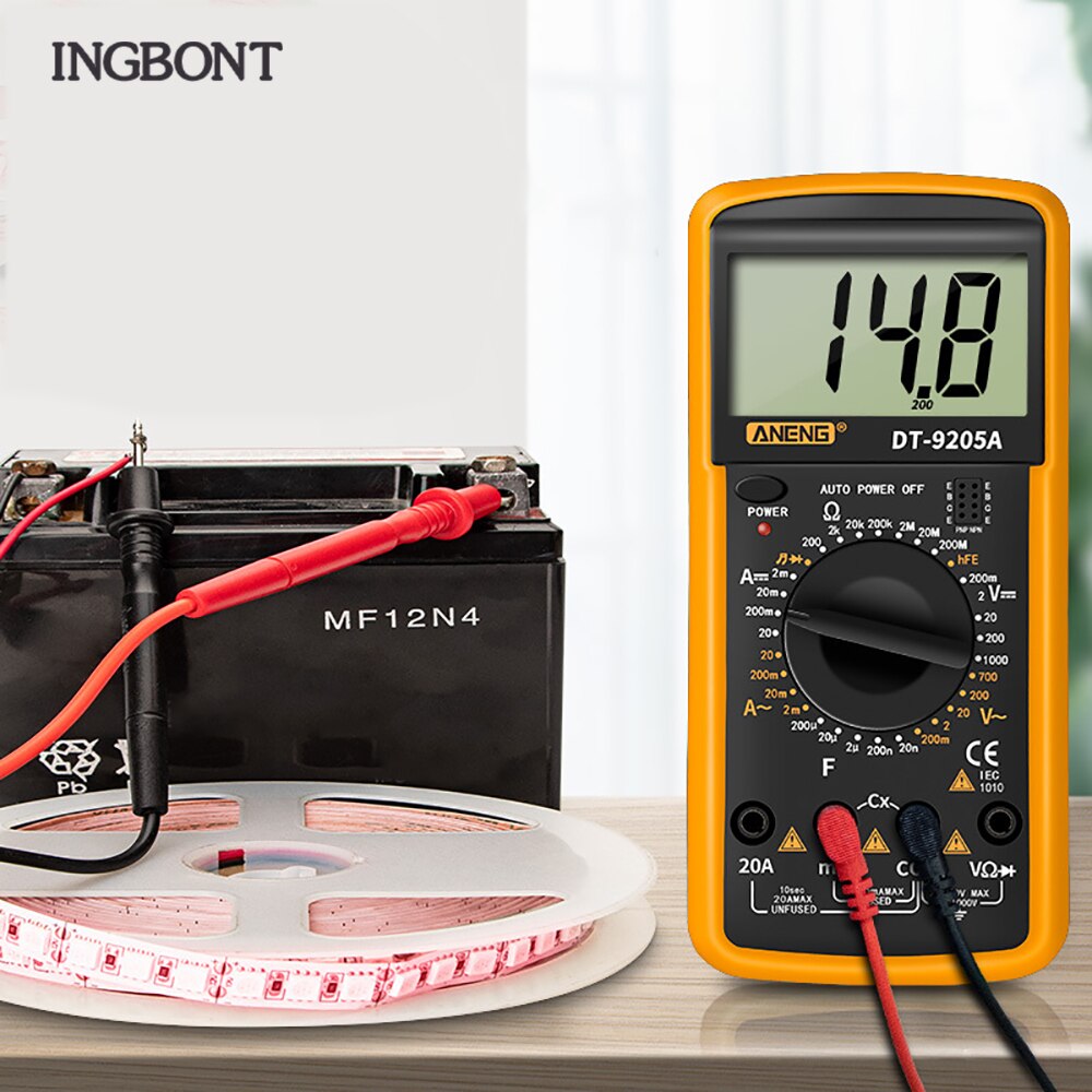 INGBONT LCD Display Multimeter Transistor Capacitor TesterAC/DC Meter Voltmeter Ammeter Profesion Handheld Electrical Instrument