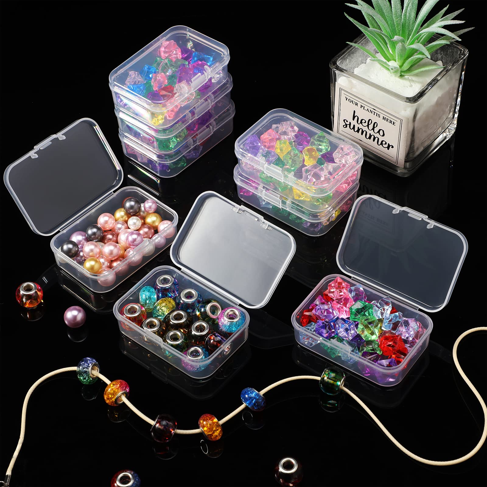 Caja de almacenamiento de PP, Mini contenedor de caja de plástico transparente, caja de embalaje rectangular cuadrada para joyería, cuentas, artículos pequeños, 5 uds./10 Uds.