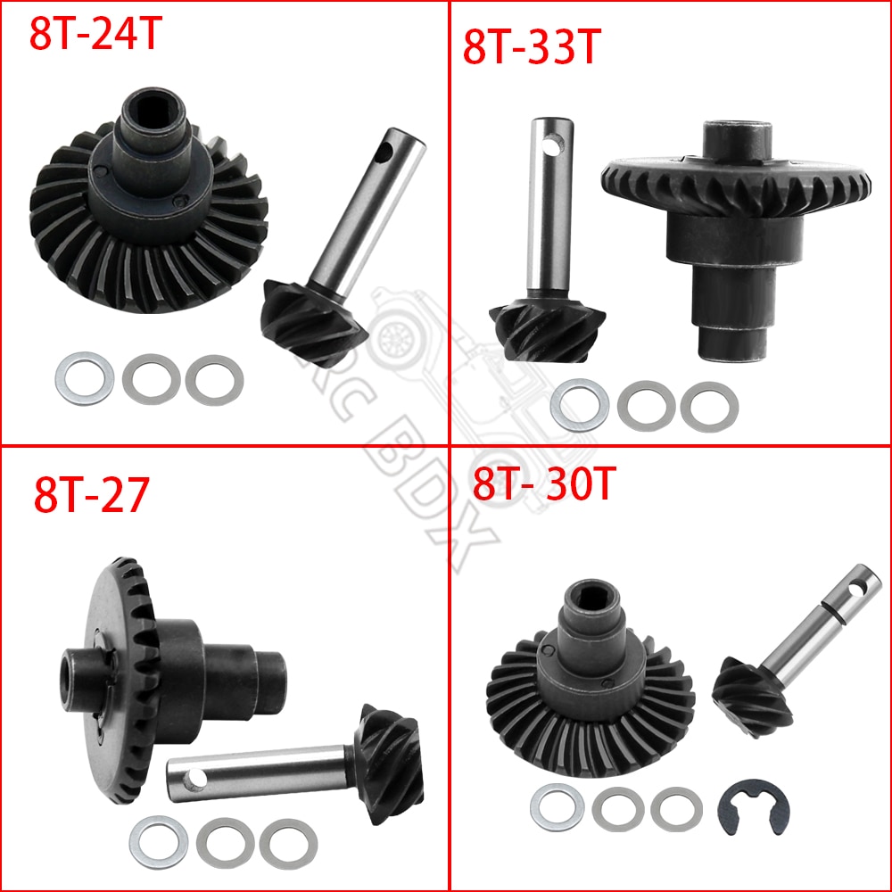 8T 24T/27T/30T/33T Staal Spiraalvormige Bevel As Gear Voor 1/10 rc Crawler Axiale SCX10 Ii Iii 90046 Axi03014 Capra 1.9 Utb