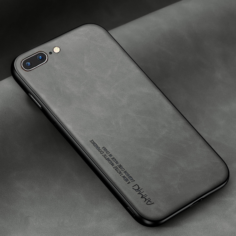 Funda de cuero suave Simple para Apple Iphone 6 6S 7 8 Plus funda de silicona suave TPU para Apple Iphone 6 6S 7 8 Plus: Microfibra / Negro