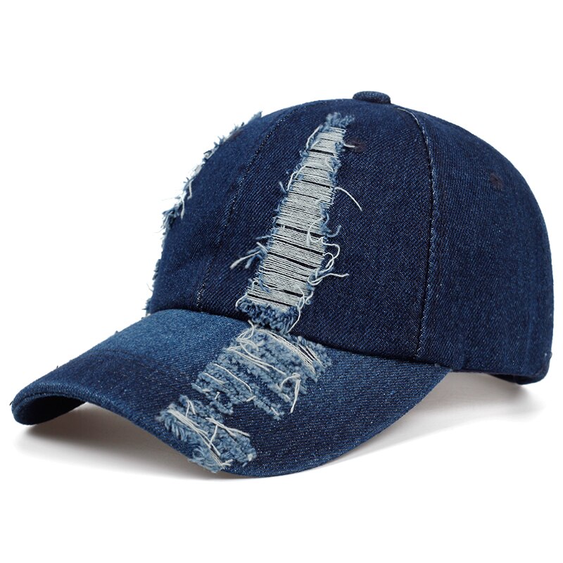 frühling Herbst Getragen Denim Cap Sommer Outdoor Freizeit Visier Hut Trend Loch Damen Baseball Caps Hip Hop Sport hüte: Marineblau
