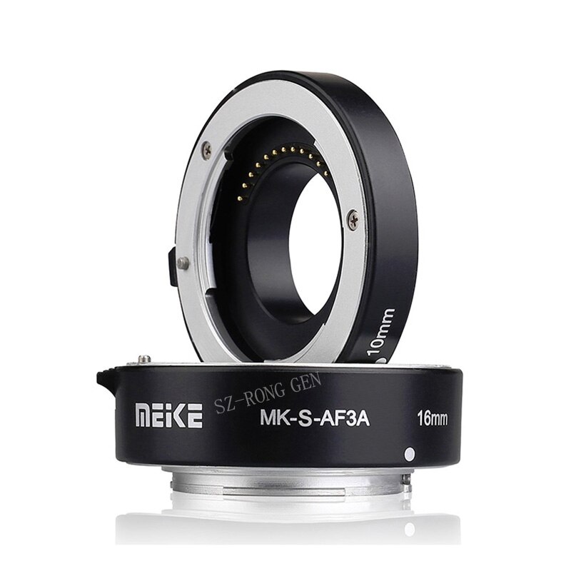 Meike MK-S-AF3A metallo messa a fuoco automatica Macro tubo di estensione 10mm 16mm per Sony Mirrorless a6300 a6000 a7 a7SII NEX e-mount Camera