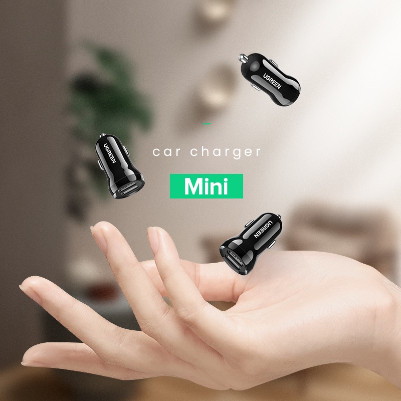 Ugreen mini 4.8A ładowarka samochodowa USB robić telefonu komórkowego tablet GPS szybka ładowarka ładowarka samochodowa podwójna ładowarka samochodowa USB adapter w samochodzie