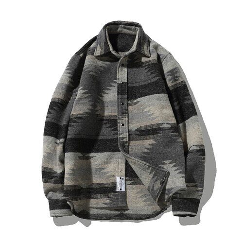 Folk-custom overhemden voor heren vintage wollen vrijetijdskleding casual overhemd heren plus size streetwear chemise homme flanel: Grijs / Aziatische maat m