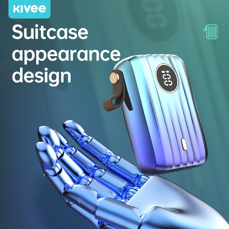 Kivee 22.5W Power Bank Wite Led 10000mAh Portable Fast Charging Powerbank Type C Qucik Charge Poverbank External Battery Charger
