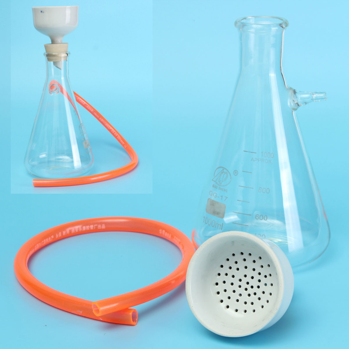 1000mL Filteration Buchner Funnel Kit Vacuum Suction Glass Flask Apparatus