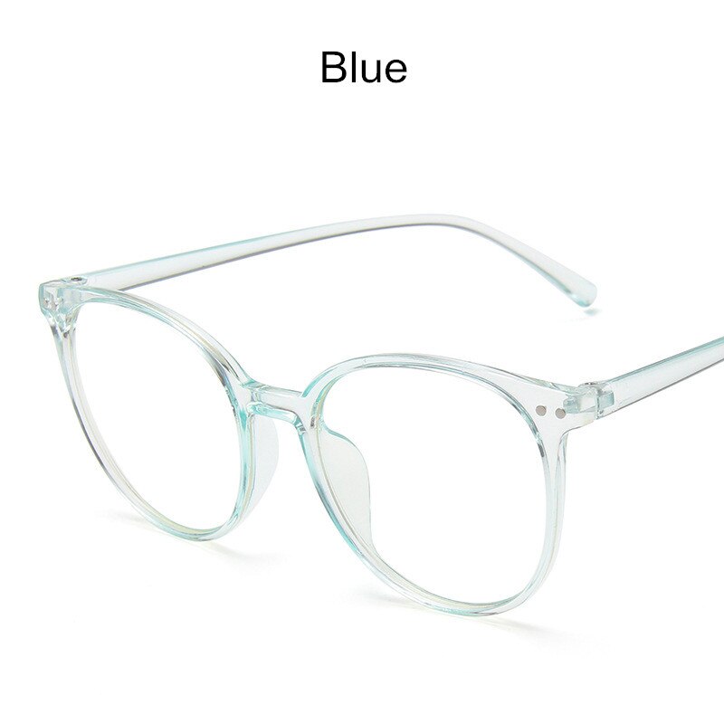 Montura de gafas redondas para hombre y mujer, monturas para gafas con remache de luz azul para miopía, gafas transparentes para ordenador: Blue