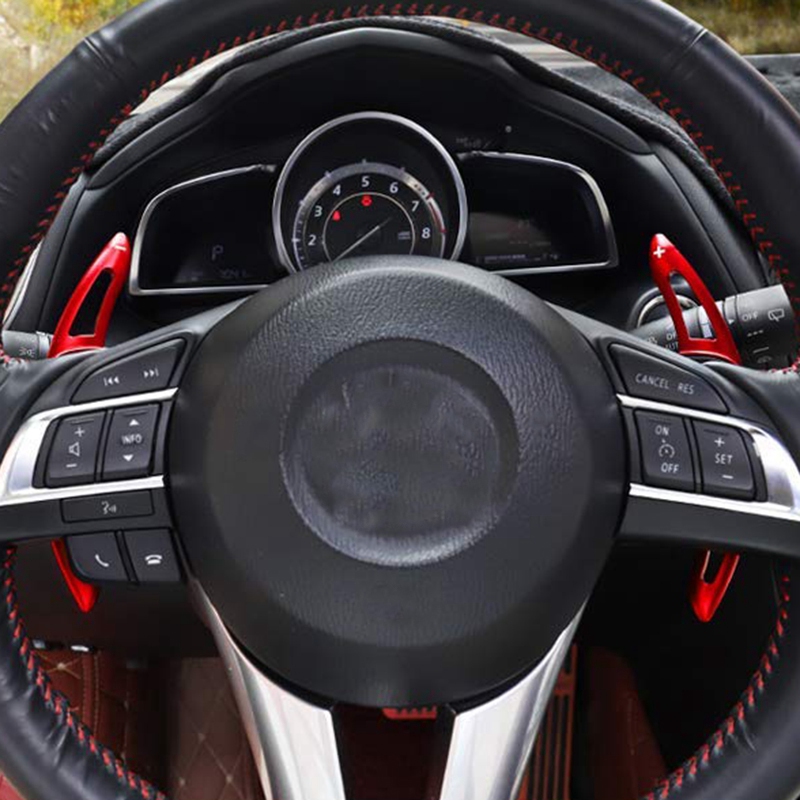 Aluminum Steering Wheel Paddle Shifter Extensions Covers 2 Pieces(Red) for Mazda 3 6 Axela Atenza CX-3 CX-5 MX-5 CX-9