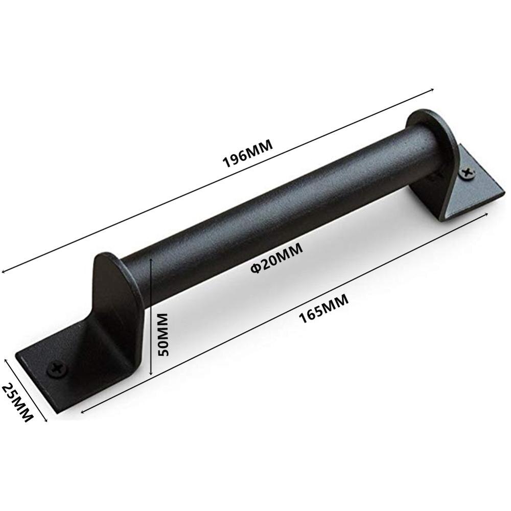 Black Carbon Steel Heavy Duty Wood Sliding Barn Door Pull Handle: BA014-196mm