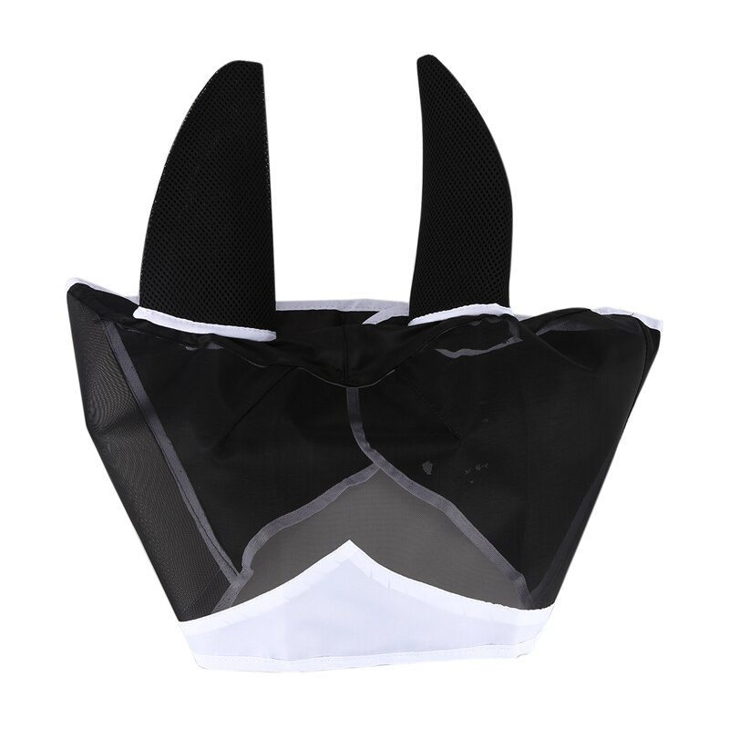 Fine Mesh Horse Mask Uv Protection Fly Mask with Ears Equine Long Nose Breathable Black