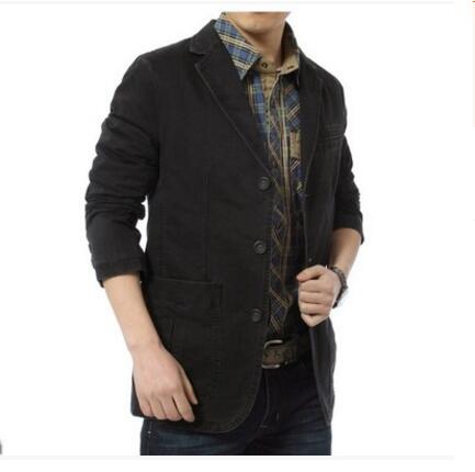 Denim Männer Blazer masculino Jacke Slim Fit Casual Herbst Winter Blazer Mannklage Größe XXL XXXL: Black / XXXL