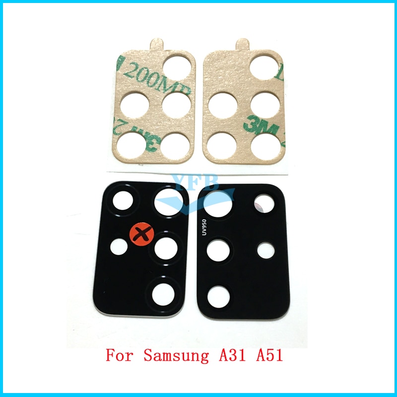 100 pièces pour Samsung Galaxy A31 A41 A51 A71 A315 A415 A515 A715 arrière lentille en verre de caméra arrière avec pièces de rechange adhésives