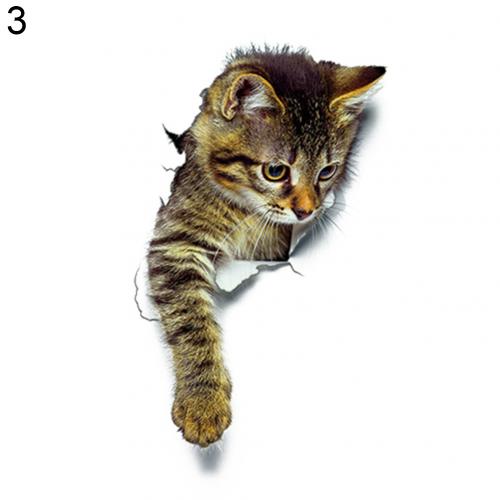 Leuke 3D Kat Sticker Muur Art Sticker Home Decoratie Badkamer Wc Deksel Cover Decal Grappige Decoratie: 3