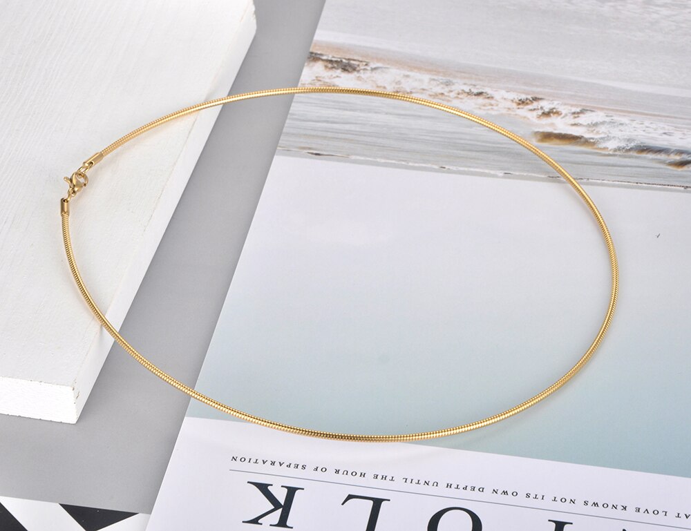 Jeemango simple bohemian rose gold pendant torques for women girls trendy titanium stainless steel office necklace  jn20177