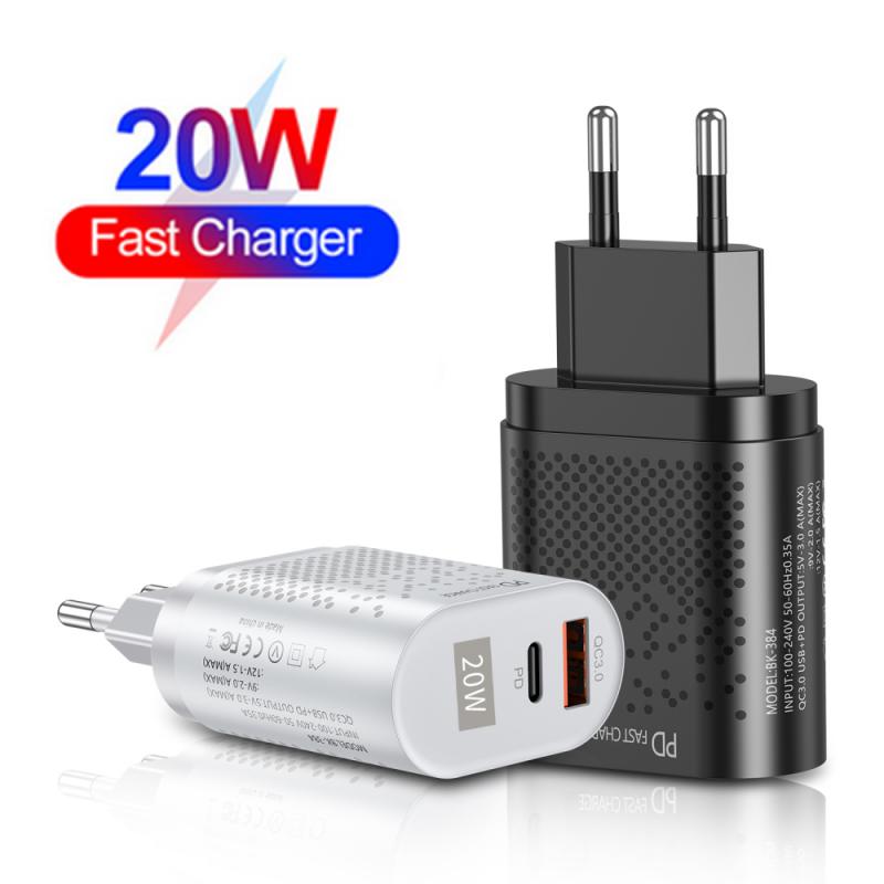 Fast Charging PD20W QC 3.0 USB Charger Wall Mobile Phone Charger Adapter EU/US/UK Plug For IPhone X MAX 7 8 Quick Charge Xiaomi