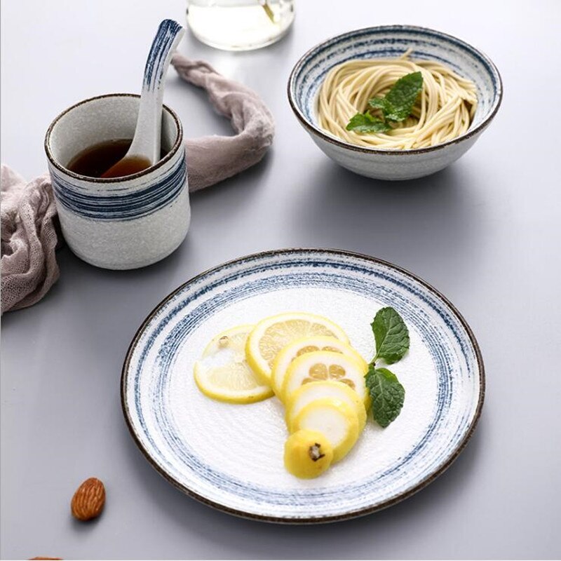 Personal Dinner Plate Set Ceramic Kitchen Plate Tableware Set Food Dishes Rice Salad Noodles Bowl Soup Kitchen Cook Tool 1pc